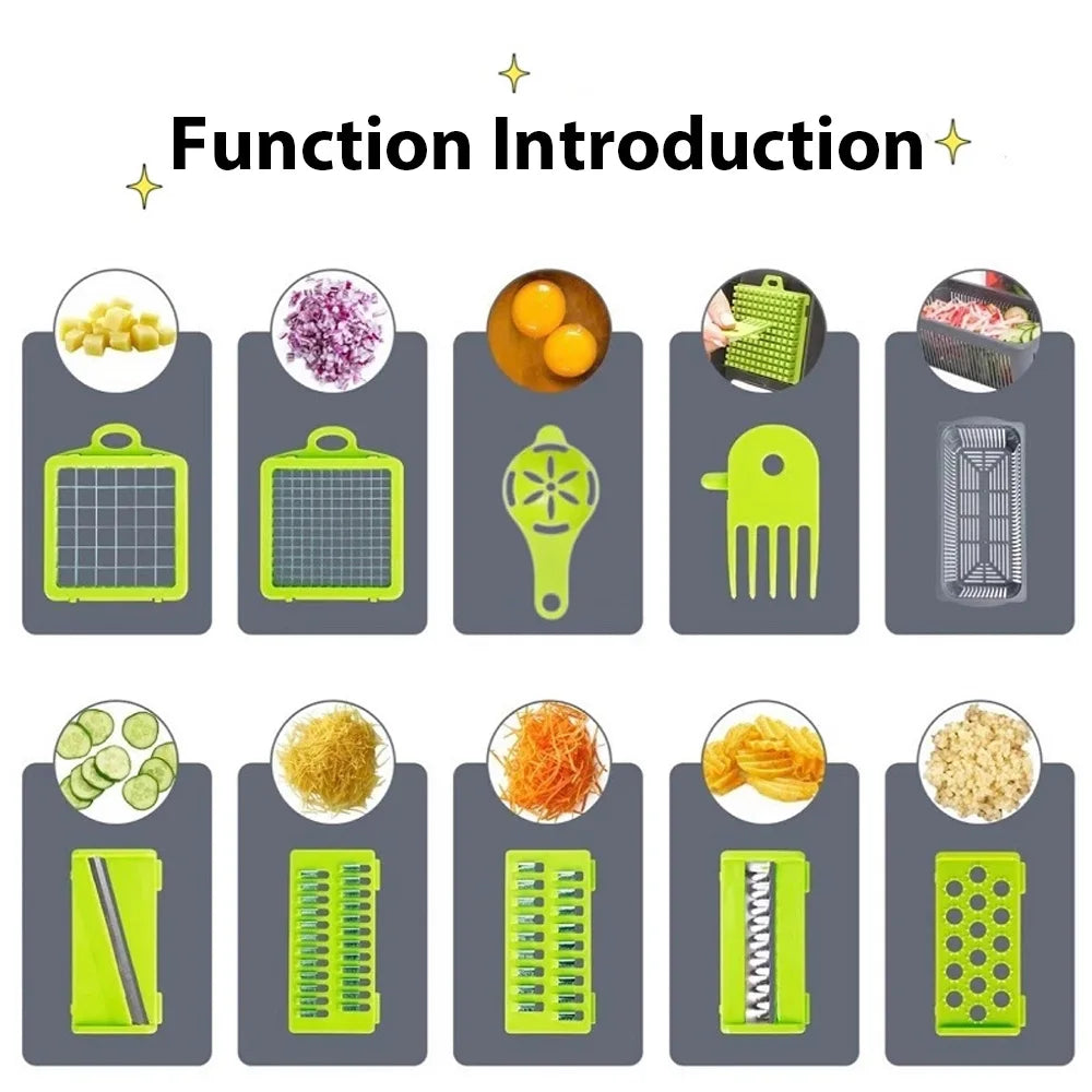 16-in-1 Multifunctional Vegetable Chopper – Slicer, Dicer, Grater & Kitchen Tool Set