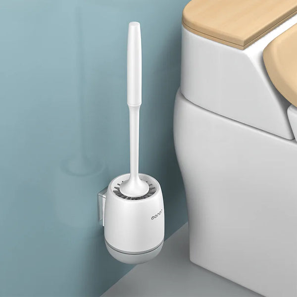 Silicone Toilet Brush – Wall-Mounted No-Drill Bathroom Cleaning Brush with Holder