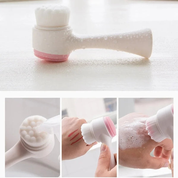 3D Double-Sided Silicone Facial Cleansing Brush - Deep Clean & Gentle Exfoliation