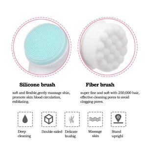 3D Double-Sided Silicone Facial Cleansing Brush - Deep Clean & Gentle Exfoliation