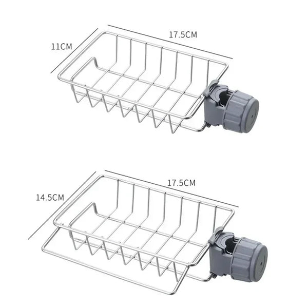 Stainless Steel Faucet Sink Organizer – Drain Rack Sponge Holder with Towel Bar