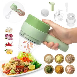 4-in-1 Electric Food Processor – Wireless Vegetable Cutter, Garlic Masher & Handheld Slicer