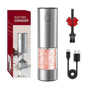 Electric Salt & Pepper Grinder – USB Rechargeable Stainless Steel Spice Mill with Adjustable Coarseness