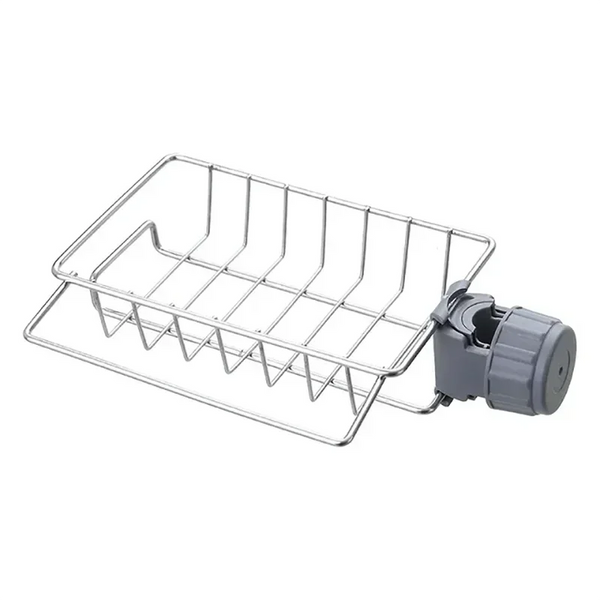 Stainless Steel Faucet Sink Organizer – Drain Rack Sponge Holder with Towel Bar