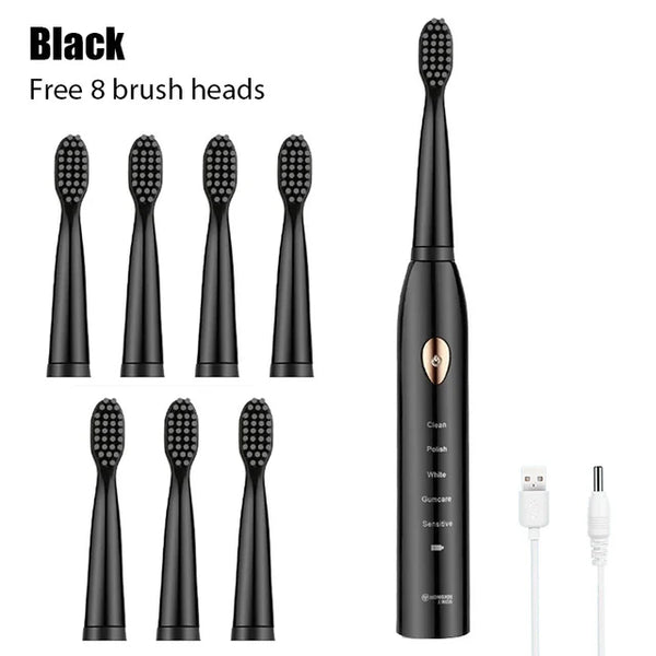 Toothink Ultrasonic Electric Toothbrush – 5 Modes, USB Rechargeable (4 Brush Heads)