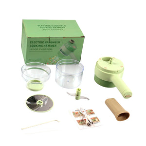 4-in-1 Electric Food Processor – Wireless Vegetable Cutter, Garlic Masher & Handheld Slicer