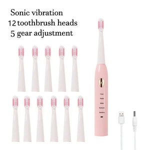 Toothink Ultrasonic Electric Toothbrush – 5 Modes, USB Rechargeable (4 Brush Heads)