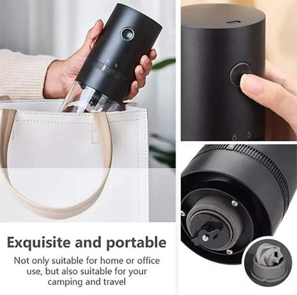 USB Rechargeable Burr Coffee Grinder – Portable Conical Grinder with Adjustable Settings