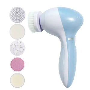 5-in-1 Electric Facial Cleansing Brush – Deep Clean, Blackhead Remover & Massage Spa Tool