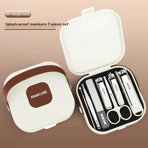 7-in-1 Anti-Splash Nail Clipper Set – Stainless Steel Manicure & Pedicure Grooming Kit