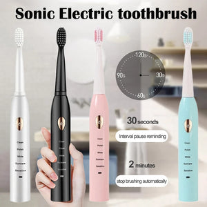 Toothink Ultrasonic Electric Toothbrush – 5 Modes, USB Rechargeable (4 Brush Heads)
