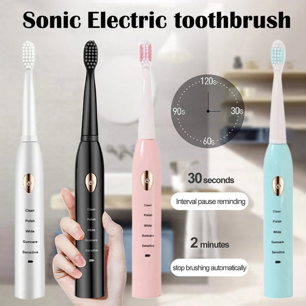 Toothink Ultrasonic Electric Toothbrush – 5 Modes, USB Rechargeable (4 Brush Heads)