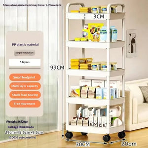 5-Tier Rolling Storage Cart – Slim Mobile Kitchen Organizer with 360° Wheels
