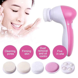 5-in-1 Electric Facial Cleansing Brush – Deep Clean, Blackhead Remover & Massage Spa Tool