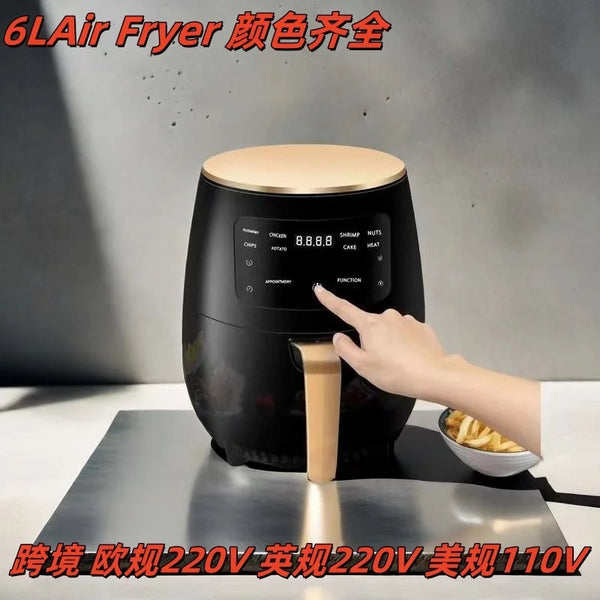 6L Digital Touch Air Fryer – Large Capacity Oil-Free Cooking & Easy Clean Non-Stick Basket