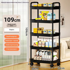 5-Tier Rolling Storage Cart – Slim Mobile Kitchen Organizer with 360° Wheels