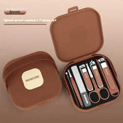 7-in-1 Anti-Splash Nail Clipper Set – Stainless Steel Manicure & Pedicure Grooming Kit