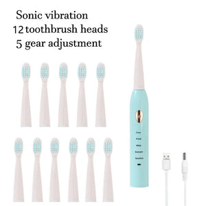 Toothink Ultrasonic Electric Toothbrush – 5 Modes, USB Rechargeable (4 Brush Heads)