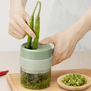 4-in-1 Electric Food Processor – Wireless Vegetable Cutter, Garlic Masher & Handheld Slicer