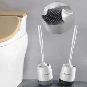 Silicone Toilet Brush – Wall-Mounted No-Drill Bathroom Cleaning Brush with Holder
