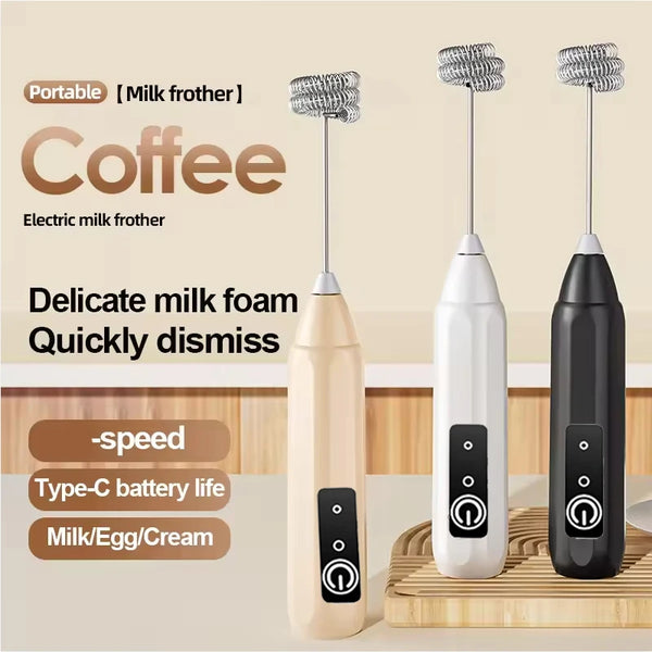 Electric Milk Frother Handheld – Mini Coffee Foam Maker & Egg Beater Mixer