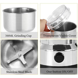 Electric Coffee & Spice Grinder – Stainless Steel 4-Blade Multifunction Kitchen Grinder