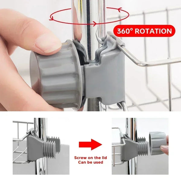 Stainless Steel Faucet Sink Organizer – Drain Rack Sponge Holder with Towel Bar