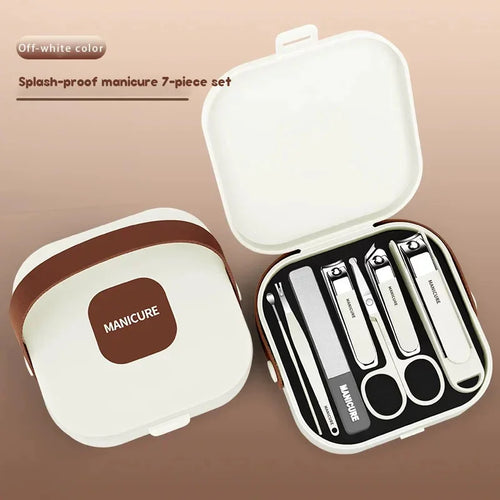 7-in-1 Anti-Splash Nail Clipper Set – Stainless Steel Manicure & Pedicure Grooming Kit