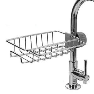 Stainless Steel Faucet Sink Organizer – Drain Rack Sponge Holder with Towel Bar