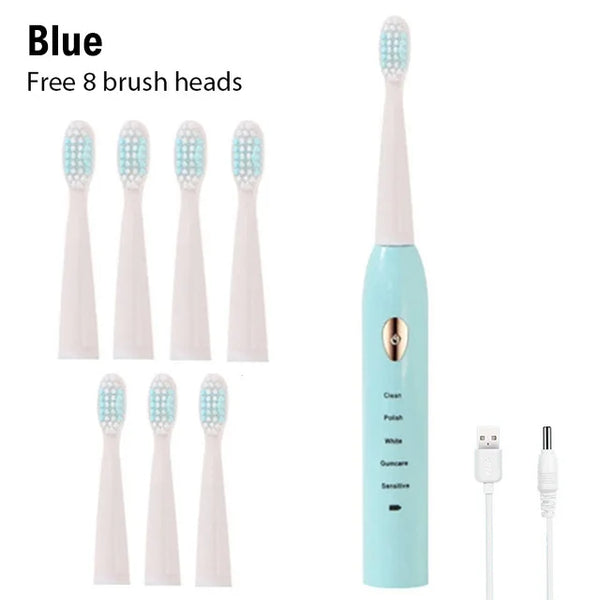Toothink Ultrasonic Electric Toothbrush – 5 Modes, USB Rechargeable (4 Brush Heads)
