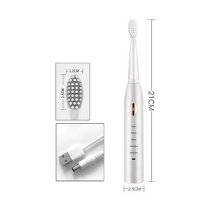 Toothink Ultrasonic Electric Toothbrush – 5 Modes, USB Rechargeable (4 Brush Heads)