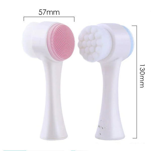 3D Double-Sided Silicone Facial Cleansing Brush - Deep Clean & Gentle Exfoliation
