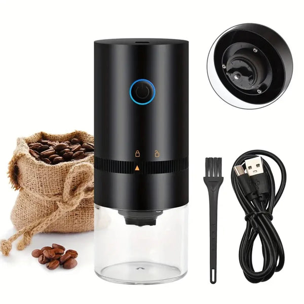 USB Rechargeable Burr Coffee Grinder – Portable Conical Grinder with Adjustable Settings