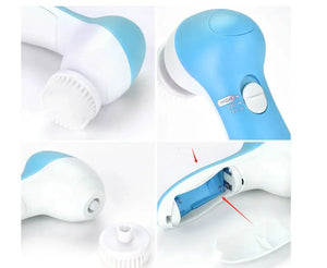 5-in-1 Electric Facial Cleansing Brush – Deep Clean, Blackhead Remover & Massage Spa Tool
